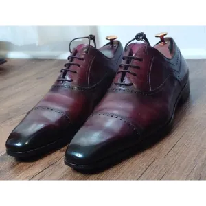 Magnanni Brogue Oxford Mens 11 M Burgundy Cap Toe Dress Shoes