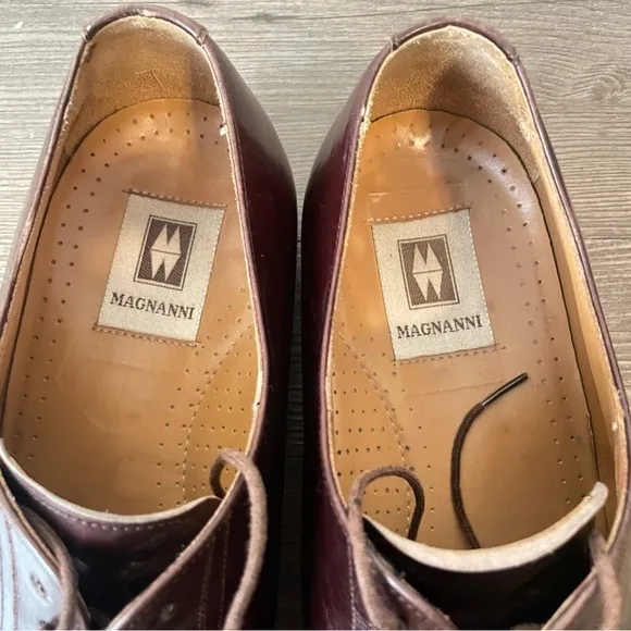 Magnanni Cap toe Lace up Oxfords Brown Men's Leather Dress Shoes Size 8.5M