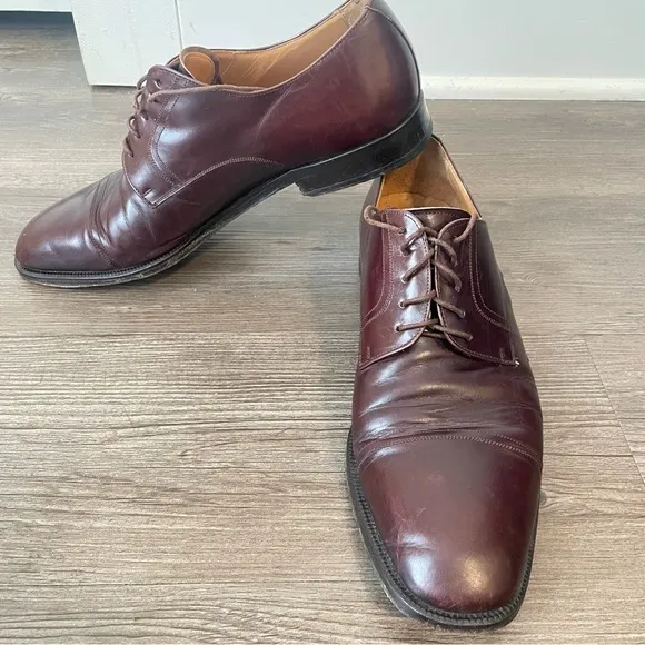 Magnanni Cap toe Lace up Oxfords Brown Men's Leather Dress Shoes Size 8.5M