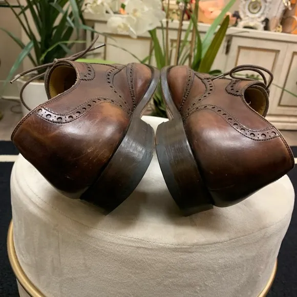 MAGNANNI Oxfords Dress Shoes Sz. 10.5 M Brown Leather Wingtip Brogue Spain