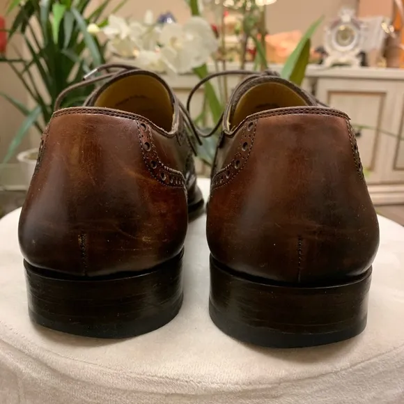 MAGNANNI Oxfords Dress Shoes Sz. 10.5 M Brown Leather Wingtip Brogue Spain