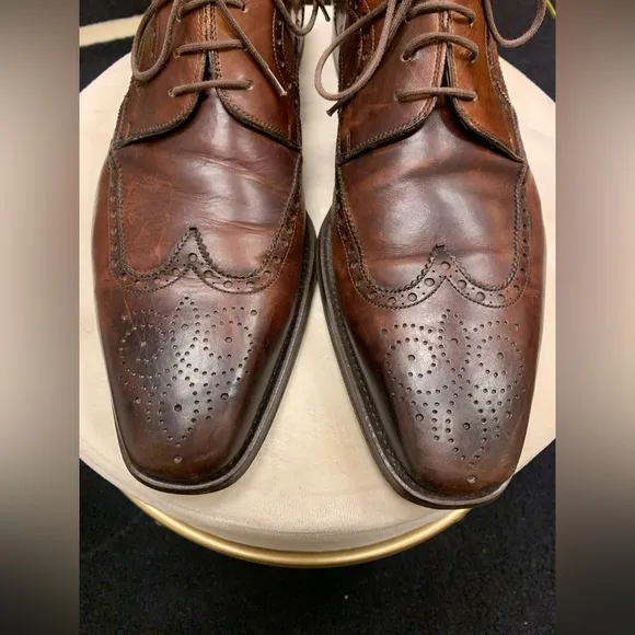 MAGNANNI Oxfords Dress Shoes Sz. 10.5 M Brown Leather Wingtip Brogue Spain