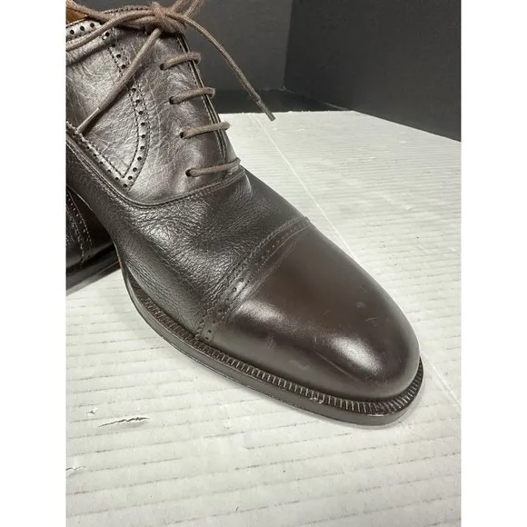 Magnanni Oxfords Mens 11 Brown Leather Cap Toe ShoeBrogues 9249 Need Polished