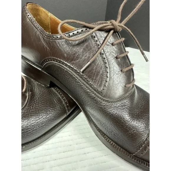 Magnanni Oxfords Mens 11 Brown Leather Cap Toe ShoeBrogues 9249 Need Polished