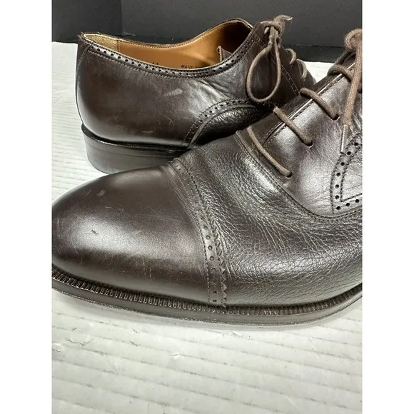 Magnanni Oxfords Mens 11 Brown Leather Cap Toe ShoeBrogues 9249 Need Polished