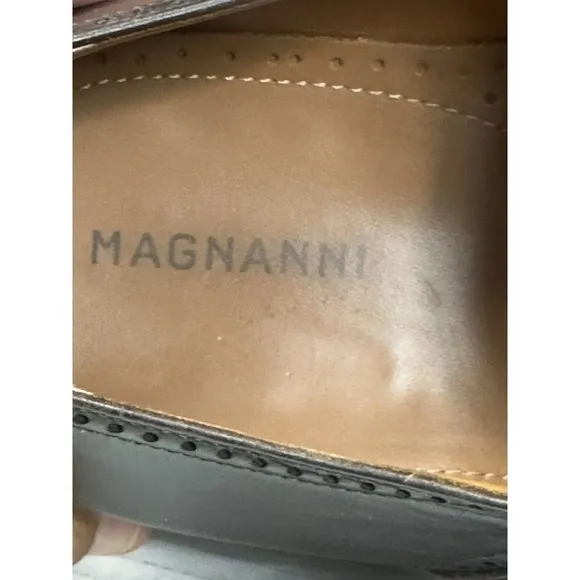 Magnanni Oxfords Mens 11 Brown Leather Cap Toe ShoeBrogues 9249 Need Polished