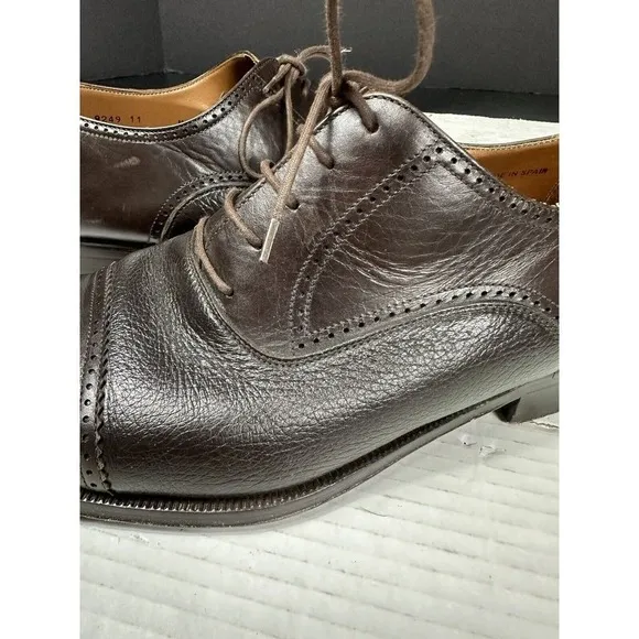 Magnanni Oxfords Mens 11 Brown Leather Cap Toe ShoeBrogues 9249 Need Polished