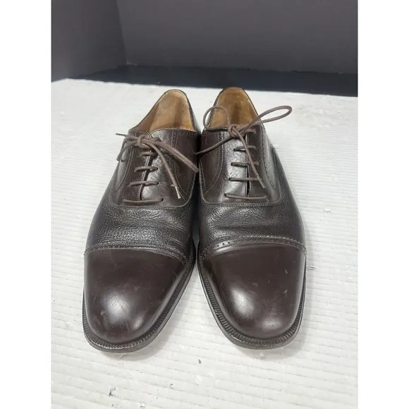 Magnanni Oxfords Mens 11 Brown Leather Cap Toe ShoeBrogues 9249 Need Polished