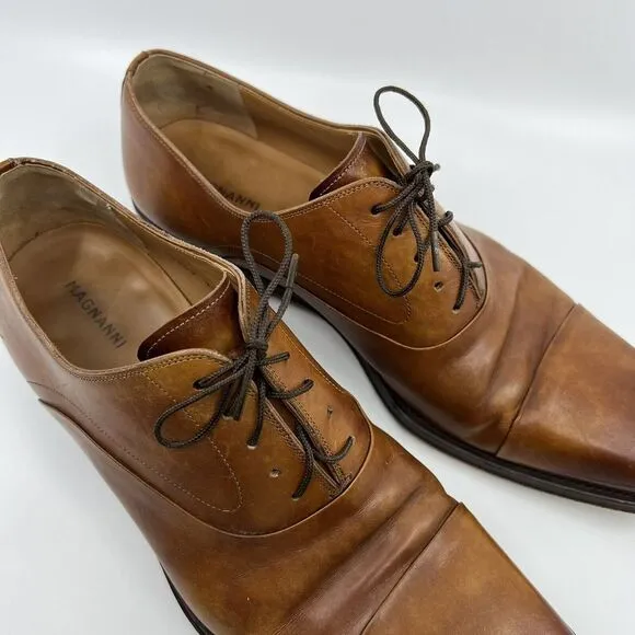 MAGNANNI 'Saffron' Brown Leather‎ Cap Toe Oxfords Men 12 15959