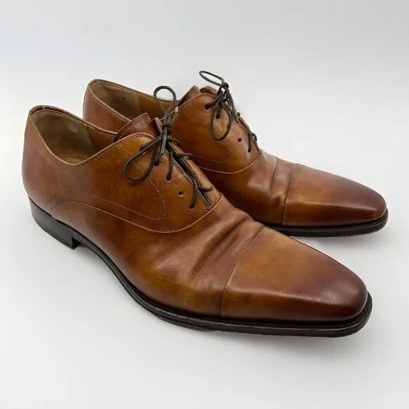 MAGNANNI 'Saffron' Brown Leather‎ Cap Toe Oxfords Men 12 15959