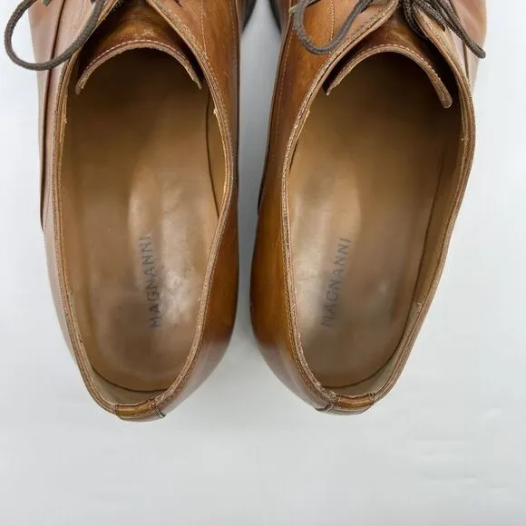MAGNANNI 'Saffron' Brown Leather‎ Cap Toe Oxfords Men 12 15959