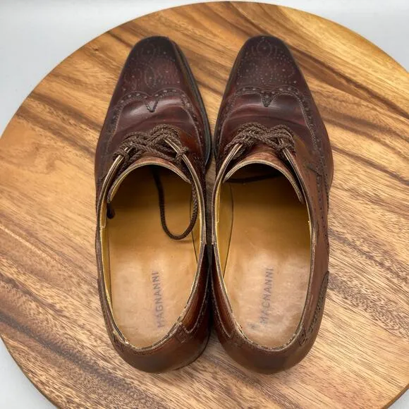 Magnanni Sergio Oxfords Mens Size 9.5 M Brown Leather Wingtip Brouge Dress Shoes