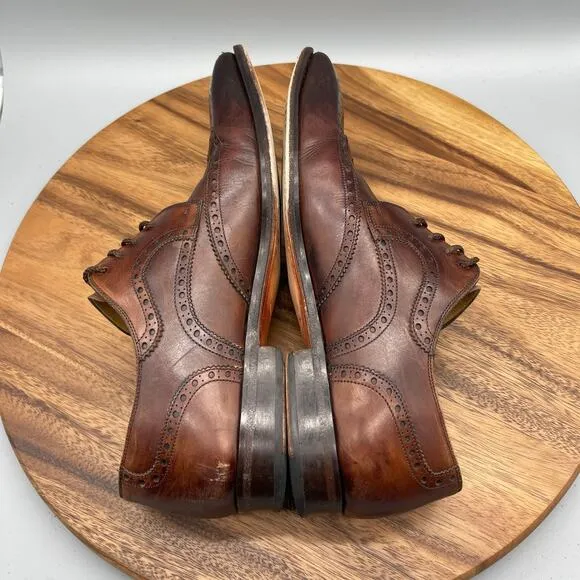 Magnanni Sergio Oxfords Mens Size 9.5 M Brown Leather Wingtip Brouge Dress Shoes