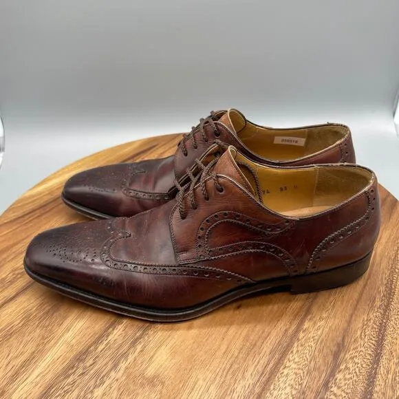 Magnanni Sergio Oxfords Mens Size 9.5 M Brown Leather Wingtip Brouge Dress Shoes