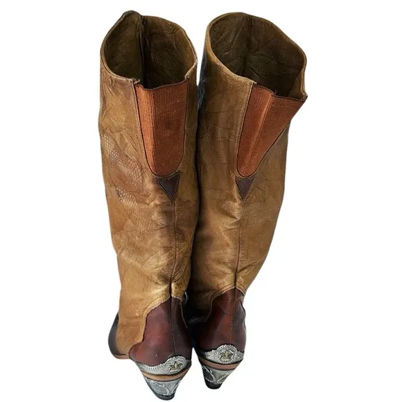 MAINE WOODS Leather Western Boots “Phoenix” Distressed Soft Leather Size 8