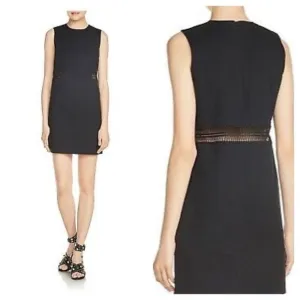 Maje Restal Stretch Cotton Black Mini Dress Size Medium