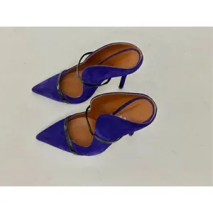 MALONE SOULIERS Maureen Suede Black Leather Slide PointedToe Pump Heels
