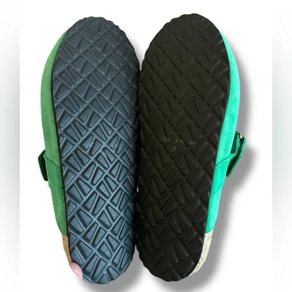 Manebi Suede Espadrille Clog Mules Green