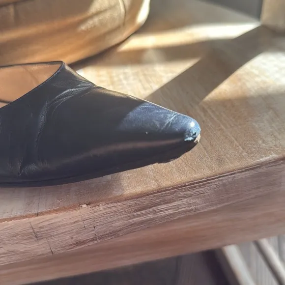 Manolo Blahnik Black Slingback Heels Carolyne Leather Low-Heel Slingback Pump