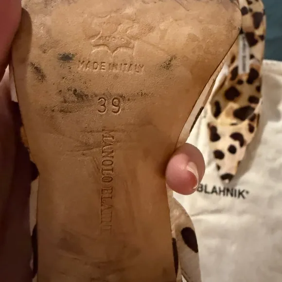 Manolo Blahnik Brown Tan Heels with Rare Leopard Print