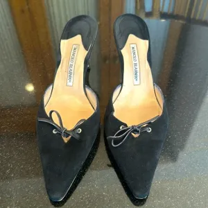 Manolo Blahnik Heels Mules Black Suede Size 40 / 10