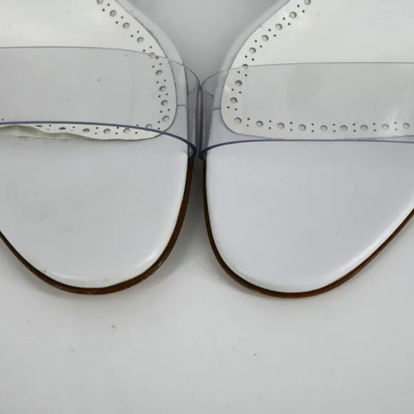 Manolo Blahnik Scolto White PVC Leather Open Toe Mules Size 40