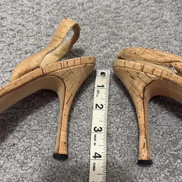 Manolo Blahnik Tan Cork Heels Slingback 41
