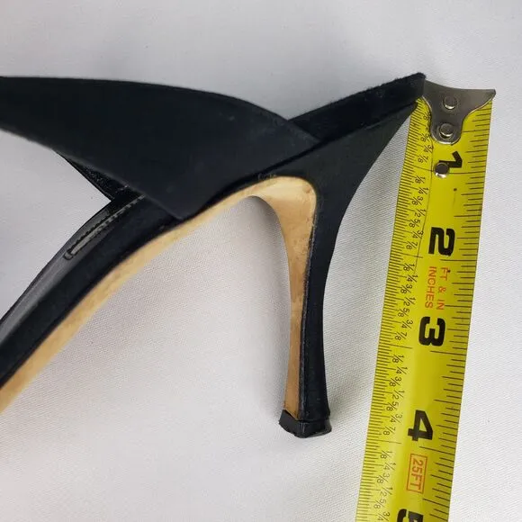 Manolo Blahnik Womens Point Toe Satin Stiletto Mules Pumps Black Size 41 EU 11US