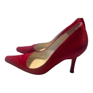Manolo Blahnik Size 36 Pointed Toe Suede Pump Heels Red Classic Dressy Glam