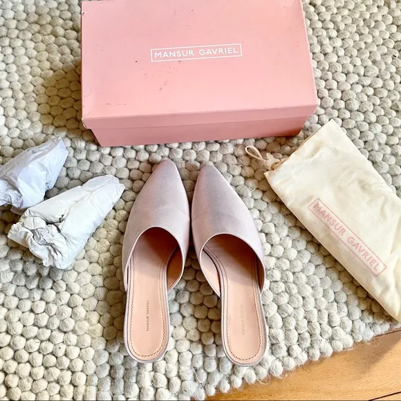 MANSUR GAVRIEL pale pink/purple slipper heel mules