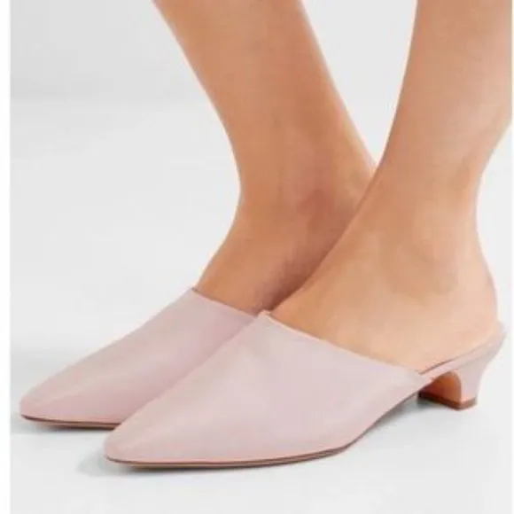 MANSUR GAVRIEL pale pink/purple slipper heel mules