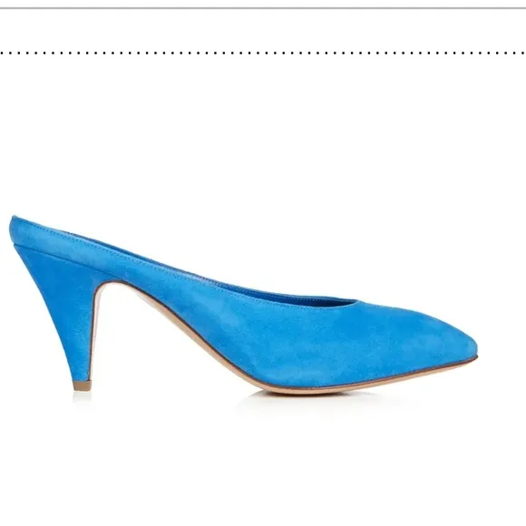 Mansur Gavriel suede Blue mules pumps trendy bright neon