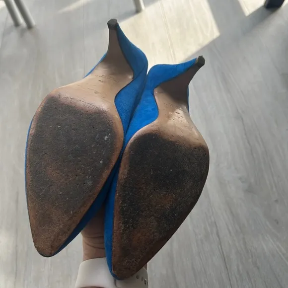 Mansur Gavriel suede Blue mules pumps trendy bright neon