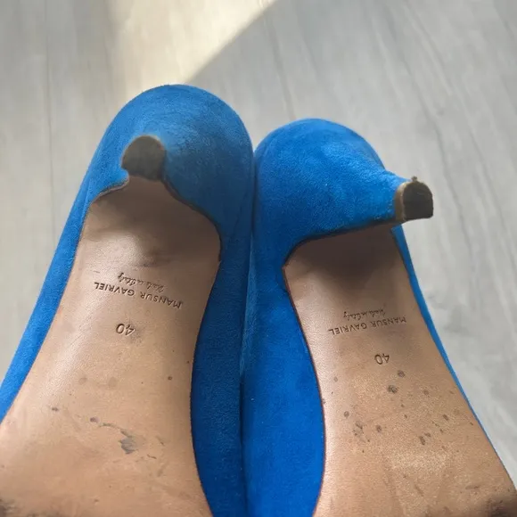 Mansur Gavriel suede Blue mules pumps trendy bright neon
