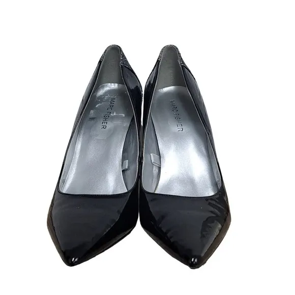 Marc Fisher Black Patent Girafee2-R W/ glitter heels size 8.5