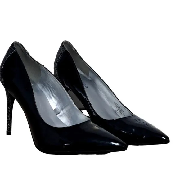 Marc Fisher Black Patent Girafee2-R W/ glitter heels size 8.5