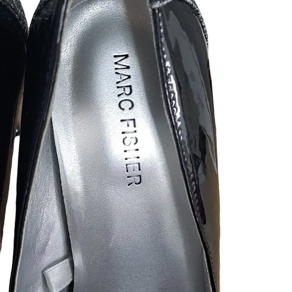 Marc Fisher Black Patent Girafee2-R W/ glitter heels size 8.5