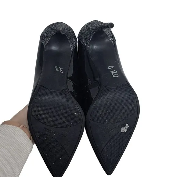 Marc Fisher Black Patent Girafee2-R W/ glitter heels size 8.5