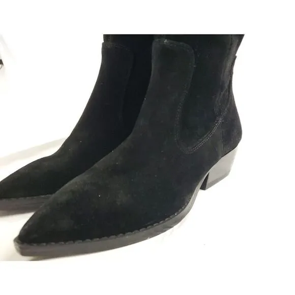 Marc Fisher black Suede Over Knee Boots w low heels sz 6.5M