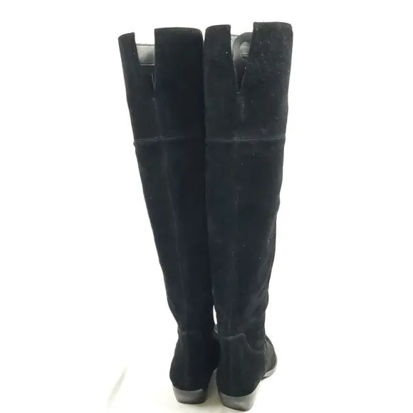 Marc Fisher black Suede Over Knee Boots w low heels sz 6.5M
