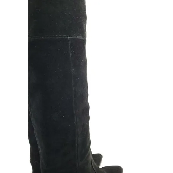 Marc Fisher black Suede Over Knee Boots w low heels sz 6.5M