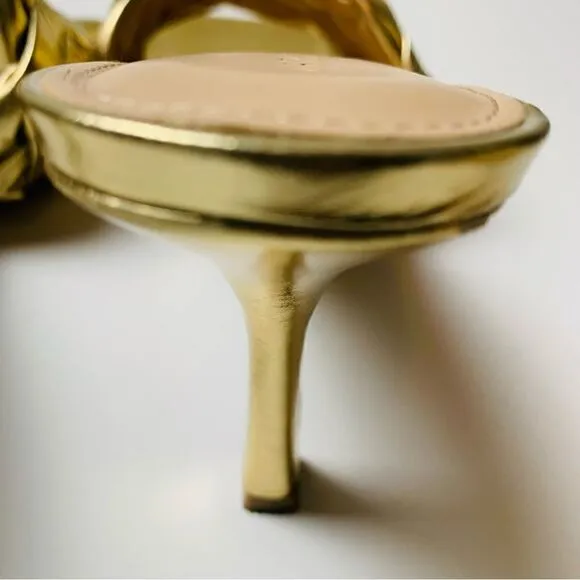 Marc Fisher gold Brizo braided stiletto mule slides size 9.5