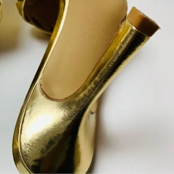Marc Fisher gold Brizo braided stiletto mule slides size 9.5