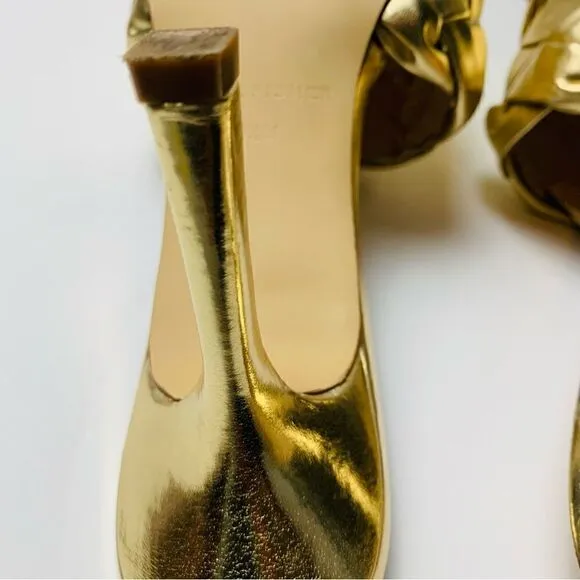 Marc Fisher gold Brizo braided stiletto mule slides size 9.5