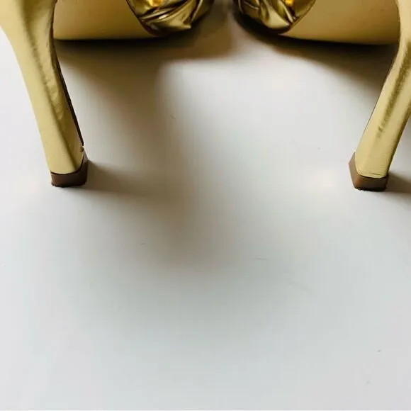 Marc Fisher gold Brizo braided stiletto mule slides size 9.5