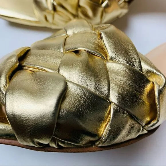 Marc Fisher gold Brizo braided stiletto mule slides size 9.5
