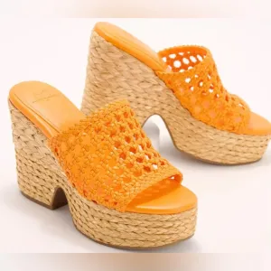Marc Fisher LTDHollis Casual Retro Wedge SandalsSz 8/Orange