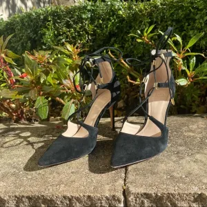 Marc Fisher Strappy Black Suede Heels