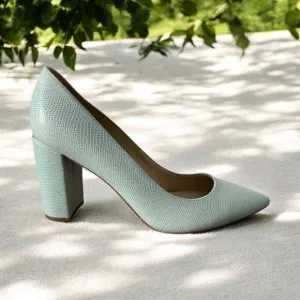 Marc Fisher Viviene4 Pump Heels Snakeskin Mint Green Pointed Toe Women's Size 8M