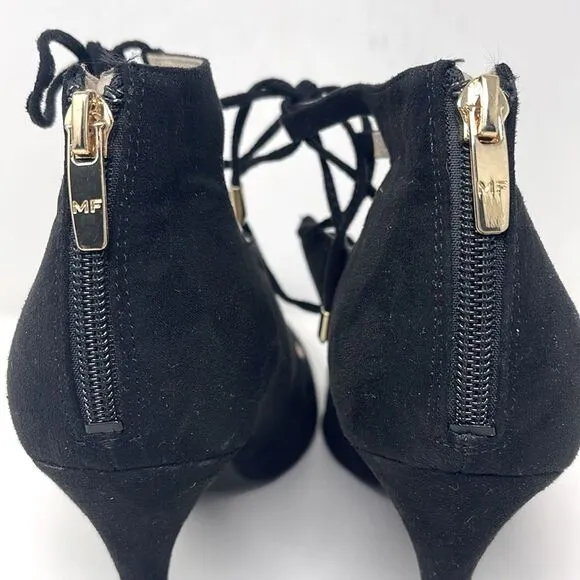 Marc Fisher Womens Pointed Toe Lace Up Neetsa Heels, Size 10M, Black Suede
